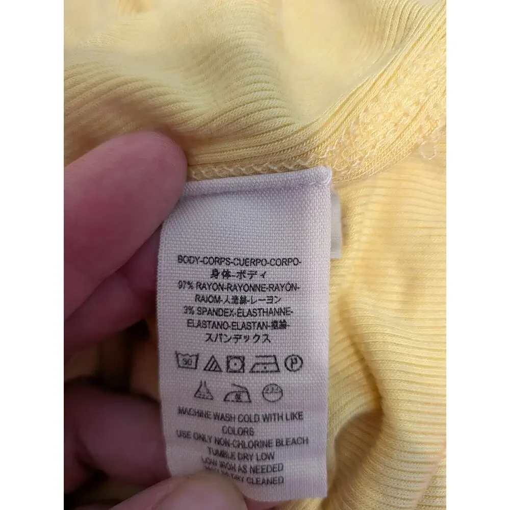 We The Free Ribbed Tie Front Tank Top Size Large Yellow Boho Flowy Coastal Chic - Picture 5 of 9